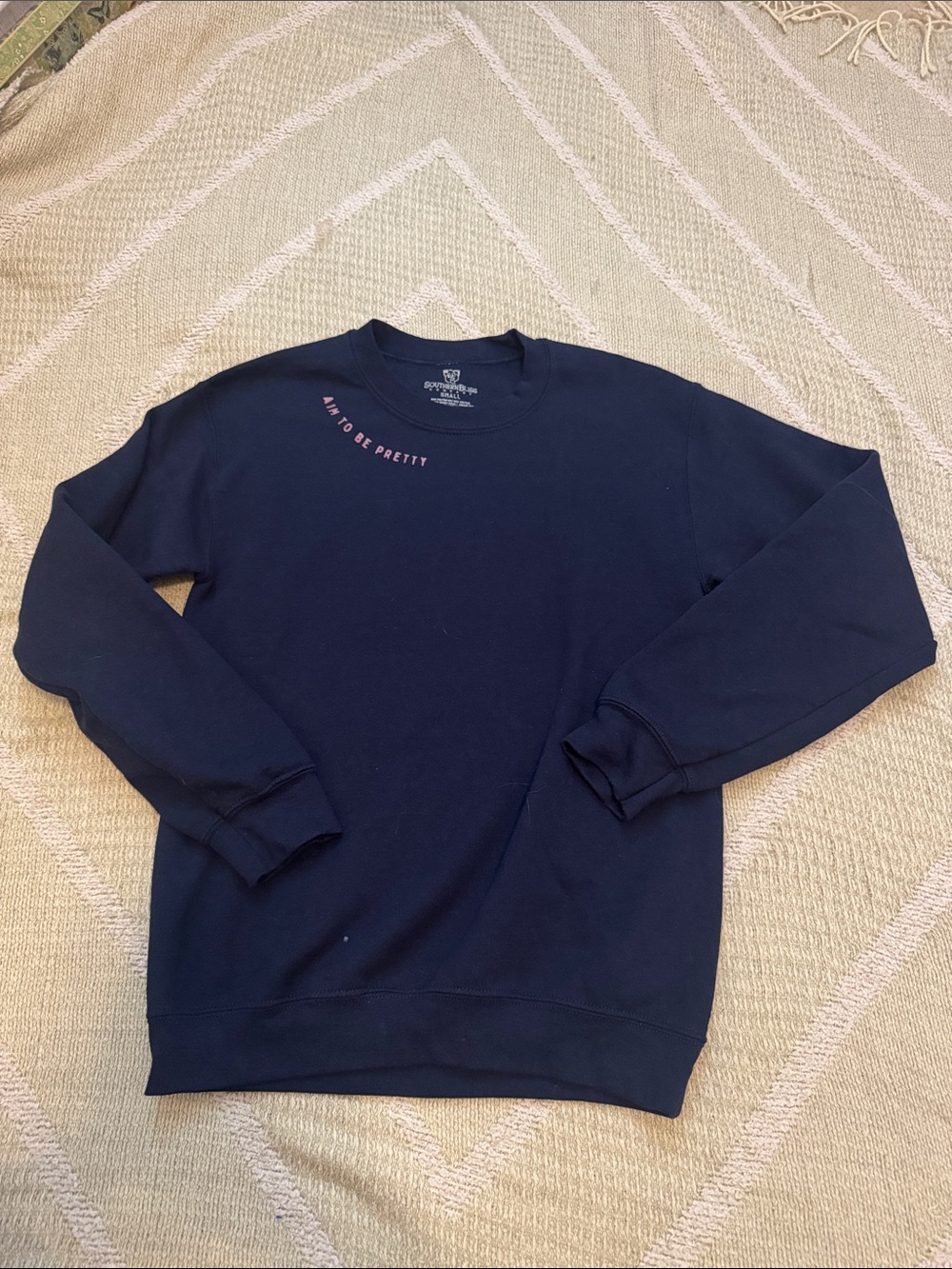 Southern Bliss Co Aim To Be Pretty Graphic Sweatshirt Navy Blue Size Small